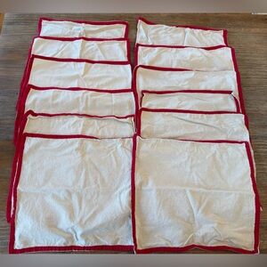SET OF (12) LINEN & COTTON BLEND NAPKINS WITH RED BORDER